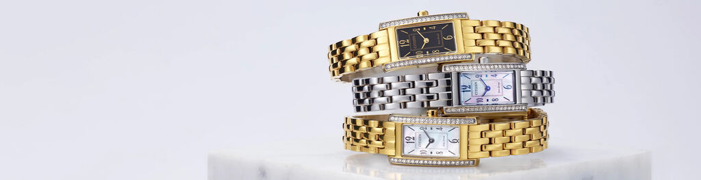 Women's New Arrival Watches; Image of stack of Petite Palidoro watch models on a granite surface